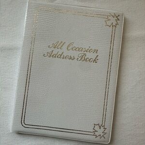 Vintage style Elegant White Address Book with Gold Accents